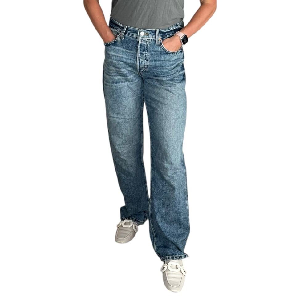 RE/DONE High Rise Relaxed Straight Jeans in‎ in Crafted Indigo Women's Size 26